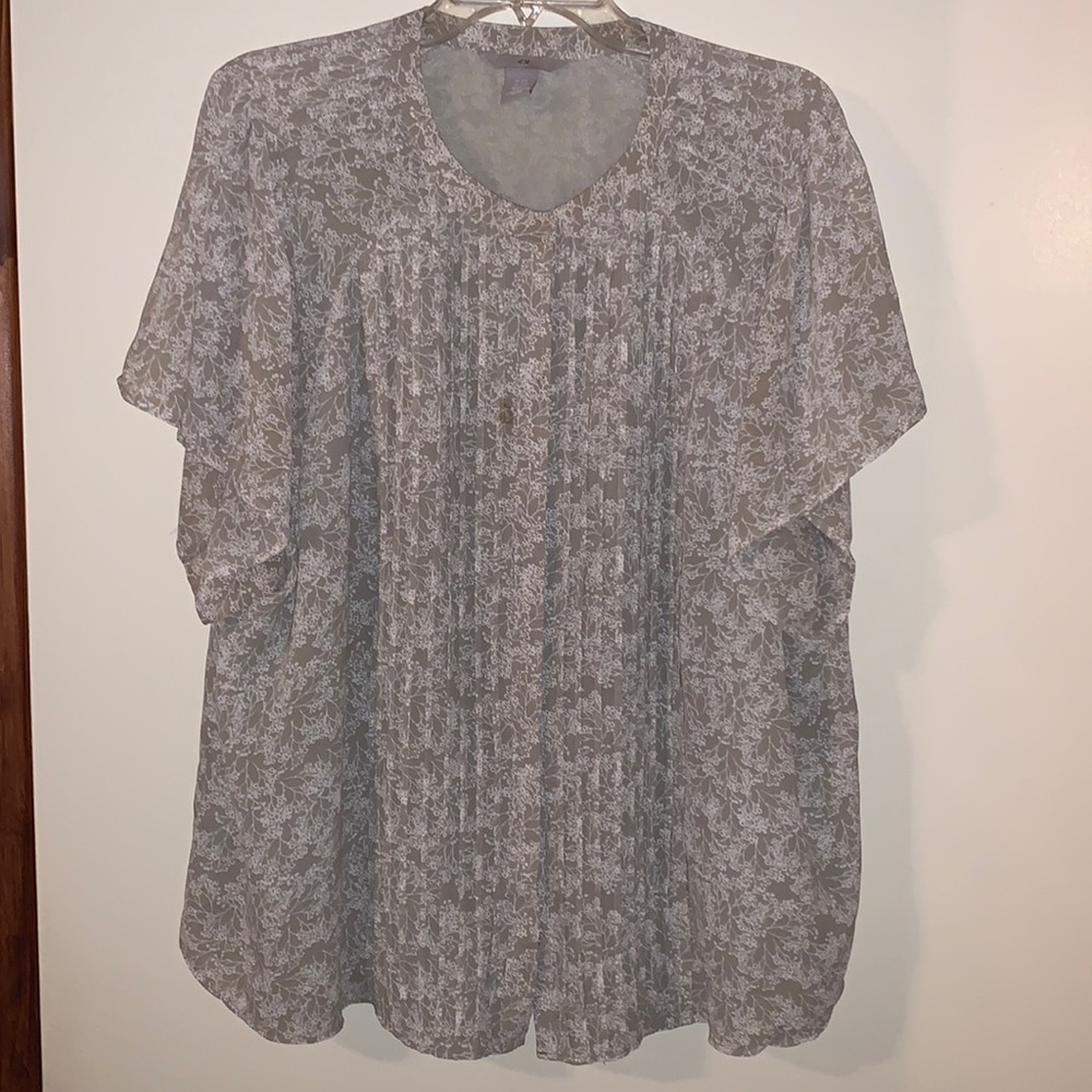 H & M tan with small/tiny , casual blouse, size XXL